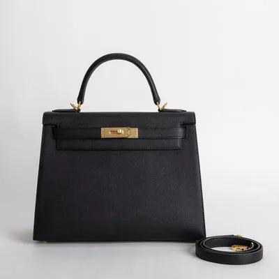 KELLY 28 EPSOM LEATHER NOIR (BLACK) WITH GOLD HARDWARE (GHW) - 1