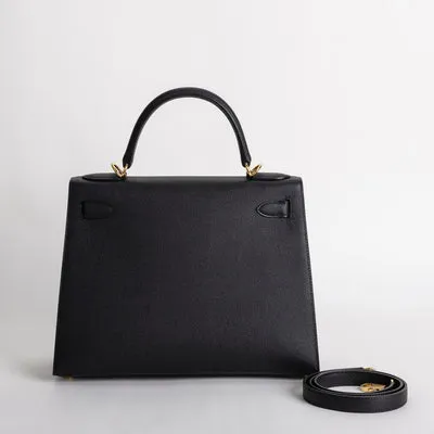 KELLY 28 EPSOM LEATHER NOIR (BLACK) WITH GOLD HARDWARE (GHW) - 2