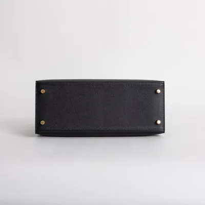 KELLY 28 EPSOM LEATHER NOIR (BLACK) WITH GOLD HARDWARE (GHW) - 5