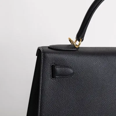 KELLY 28 EPSOM LEATHER NOIR (BLACK) WITH GOLD HARDWARE (GHW) - 4