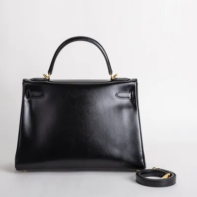 KELLY 32 BLACK BOX CALF LEATHER WITH GOLD HARDWARE (GHW) - 2