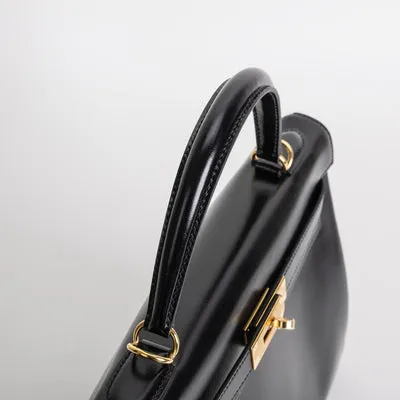 KELLY 32 BLACK BOX CALF LEATHER WITH GOLD HARDWARE (GHW) - 5