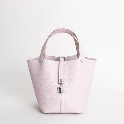 PICOTIN 18 LOCK CLEMENCE LEATHER MAUVE PALE WITH PALLADIUM HARDWARE (PHW) - 1