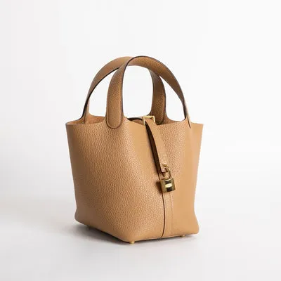 PICOTIN 18 LOCK CLEMENCE LEATHER BISCUIT WITH GOLD HARDWARE (GHW) - 2