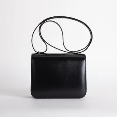 CONSTANCE 18 (MINI) BLACK BOX CALF LEATHER WITH PALLADIUM HARDWARE (PHW)