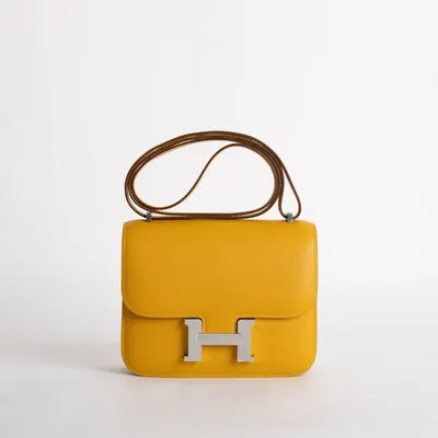 CONSTANCE 18 (MINI) EPSOM LEATHER JAUNE AMBRE WITH PALLADIUM HARDWARE (PHW) - 1