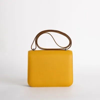 CONSTANCE 18 (MINI) EPSOM LEATHER JAUNE AMBRE WITH PALLADIUM HARDWARE (PHW) - 3