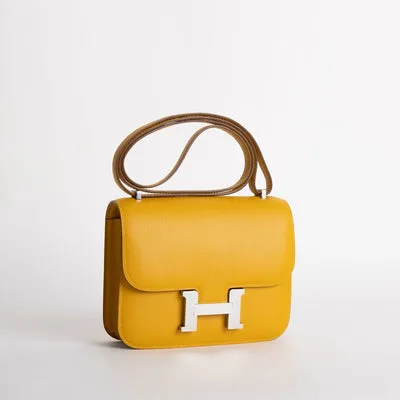 CONSTANCE 18 (MINI) EPSOM LEATHER JAUNE AMBRE WITH PALLADIUM HARDWARE (PHW) - 2