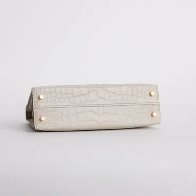 MINI KELLY II (20) MATTE MISSISSIPPIENSIS ALLIGATOR LEATHER BETON WITH GOLD HARDWARE (GHW) - 6