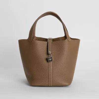 PICOTIN 22 LOCK CLEMENCE LEATHER ETOUPE WITH PALLADIUM HARDWARE (PHW) - 1