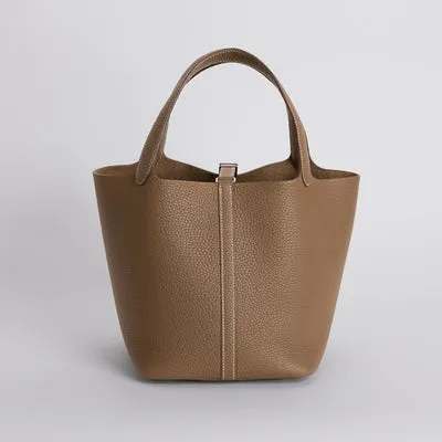 PICOTIN 22 LOCK CLEMENCE LEATHER ETOUPE WITH PALLADIUM HARDWARE (PHW) - 4