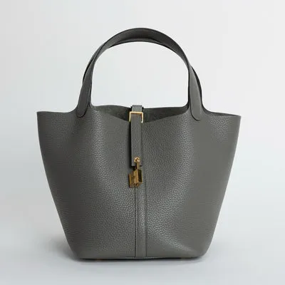 PICOTIN 22 LOCK CLEMENCE LEATHER GRIS MEYER WITH GOLD HARDWARE (GHW) - 1