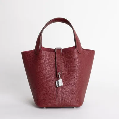 PICOTIN 18 LOCK CLEMENCE LEATHER ROUGE H WITH PALLADIUM HARDWARE (PHW) - 1