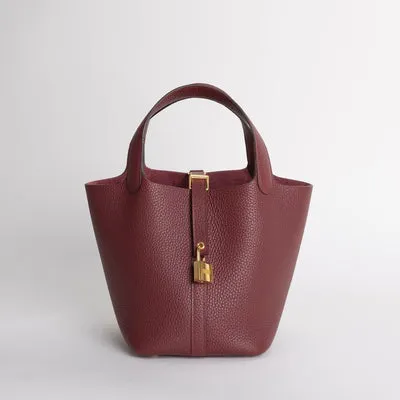 PICOTIN 18 LOCK CLEMENCE LEATHER ROUGE H WITH GOLD HARDWARE (GHW) - 1