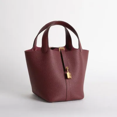 PICOTIN 18 LOCK CLEMENCE LEATHER ROUGE H WITH GOLD HARDWARE (GHW) - 2