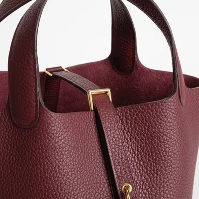 PICOTIN 18 LOCK CLEMENCE LEATHER ROUGE H WITH GOLD HARDWARE (GHW) - 5