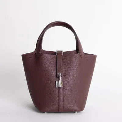 PICOTIN 18 LOCK CLEMENCE LEATHER ROUGE SELLIER WITH PALLADIUM HARDWARE (PHW) - 1