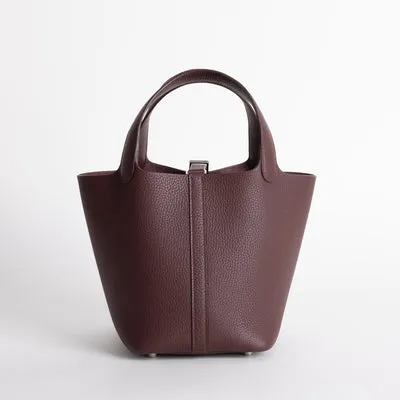 PICOTIN 18 LOCK CLEMENCE LEATHER ROUGE SELLIER WITH PALLADIUM HARDWARE (PHW) - 3