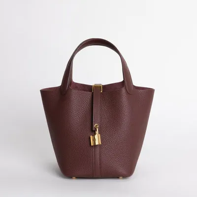 PICOTIN 18 LOCK CLEMENCE LEATHER ROUGE SELLIER WITH GOLD HARDWARE (GHW) - 1