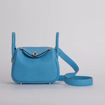 MINI LINDY 20 CLEMENCE LEATHER BLEU DU NORD WITH PALLADIUM HARDWARE (PHW) - 1
