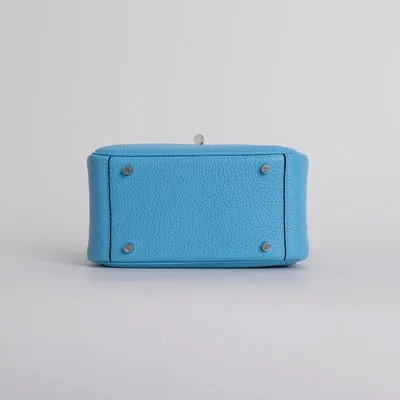 MINI LINDY 20 CLEMENCE LEATHER BLEU DU NORD WITH PALLADIUM HARDWARE (PHW) - 4