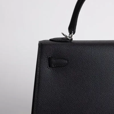 KELLY 25 EPSOM LEATHER NOIR (BLACK) WITH PALLADIUM HARDWARE (PHW) - 4