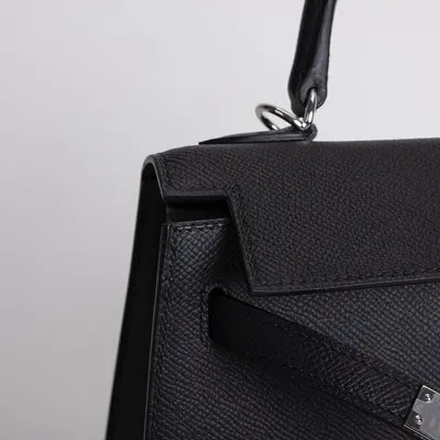 KELLY 25 EPSOM LEATHER NOIR (BLACK) WITH PALLADIUM HARDWARE (PHW) - 3
