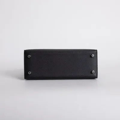 KELLY 25 EPSOM LEATHER NOIR (BLACK) WITH PALLADIUM HARDWARE (PHW) - 5