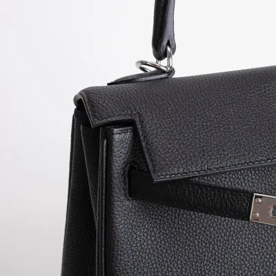 KELLY 25 TOGO LEATHER NOIR (BLACK) WITH PALLADIUM HARDWARE (PHW) - 4