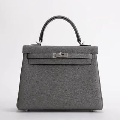 KELLY 25 TOGO LEATHER GRIS MEYER WITH PALLADIUM HARDWARE (PHW) - 1