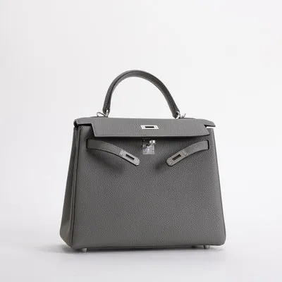 KELLY 25 TOGO LEATHER GRIS MEYER WITH PALLADIUM HARDWARE (PHW) - 3