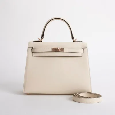 KELLY 25 EPSOM LEATHER NATA WITH ROSE GOLD HARDWARE (RGHW) - 1