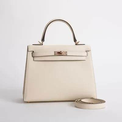 KELLY 25 EPSOM LEATHER NATA WITH ROSE GOLD HARDWARE (RGHW) - 2