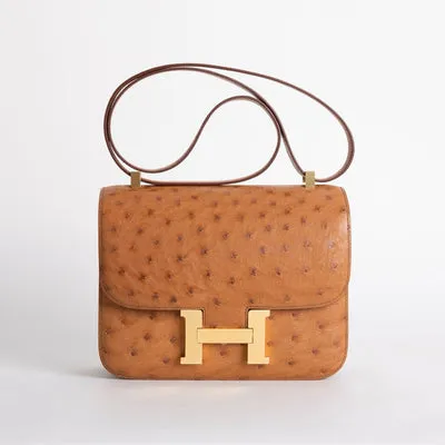 CONSTANCE 24 OSTRICH LEATHER COGNAC WITH GOLD HARDWARE (GHW) - 1