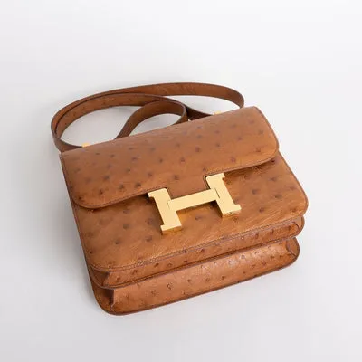 CONSTANCE 24 OSTRICH LEATHER COGNAC WITH GOLD HARDWARE (GHW) - 5