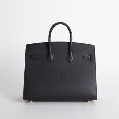 BIRKIN 25 EPSOM LEATHER (SELLIER SHAPE) NOIR (BLACK) WITH GOLD HARDWARE (GHW) - 2