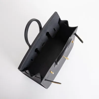 BIRKIN 25 EPSOM LEATHER (SELLIER SHAPE) NOIR (BLACK) WITH GOLD HARDWARE (GHW) - 3
