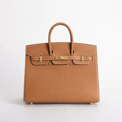 BIRKIN 25 EPSOM LEATHER (SELLIER SHAPE) GOLD WITH GOLD HARDWARE (GHW) - 1