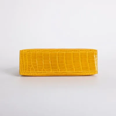 KELLY POCHETTE SHINY MISSISSIPPIENSIS ALLIGATOR LEATHER JAUNE AMBRE WITH GOLD HARDWARE (GHW) - 5