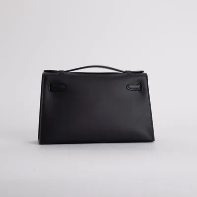 KELLY POCHETTE SWIFT LEATHER NOIR (BLACK) WITH PALLADIUM HARDWARE (PHW) - 2