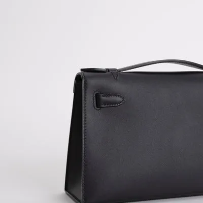 KELLY POCHETTE SWIFT LEATHER NOIR (BLACK) WITH PALLADIUM HARDWARE (PHW) - 6