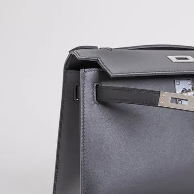 KELLY POCHETTE SWIFT LEATHER NOIR (BLACK) WITH PALLADIUM HARDWARE (PHW) - 3
