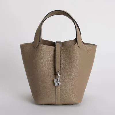 PICOTIN 18 LOCK CLEMENCE LEATHER BEIGE MARFA WITH PALLADIUM HARDWARE (PHW) - 1