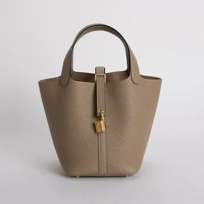 PICOTIN 18 LOCK CLEMENCE LEATHER BEIGE MARFA WITH GOLD HARDWARE (GHW) - 1