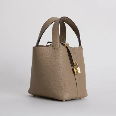 PICOTIN 18 LOCK CLEMENCE LEATHER BEIGE MARFA WITH GOLD HARDWARE (GHW) - 3