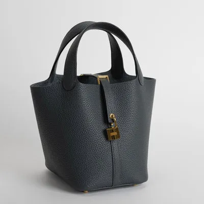 PICOTIN 18 LOCK CLEMENCE LEATHER GRIS MISTY WITH GOLD HARDWARE (GHW) - 2