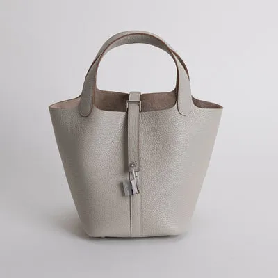 PICOTIN 18 LOCK CLEMENCE LEATHER GRIS PALE WITH PALLADIUM HARDWARE (PHW) - 1