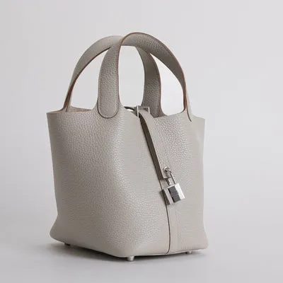 PICOTIN 18 LOCK CLEMENCE LEATHER GRIS PALE WITH PALLADIUM HARDWARE (PHW) - 2