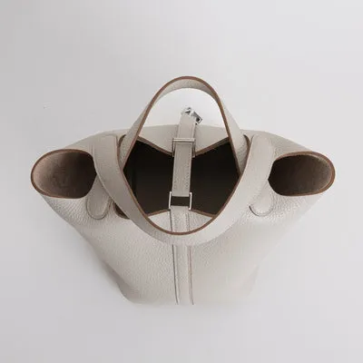 PICOTIN 18 LOCK CLEMENCE LEATHER GRIS PALE WITH PALLADIUM HARDWARE (PHW) - 3