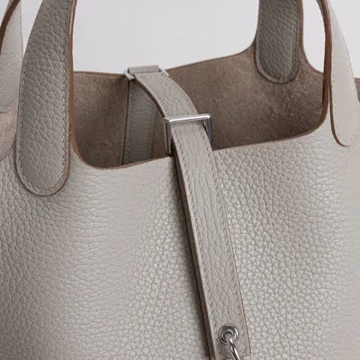 PICOTIN 18 LOCK CLEMENCE LEATHER GRIS PALE WITH PALLADIUM HARDWARE (PHW) - 4